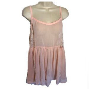 Torrid Size 2 Pink Sheer Sleeveless Top with Lace Accents!